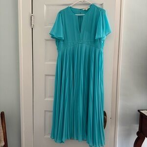 Michael Kors Teal Blue Pleated Dress